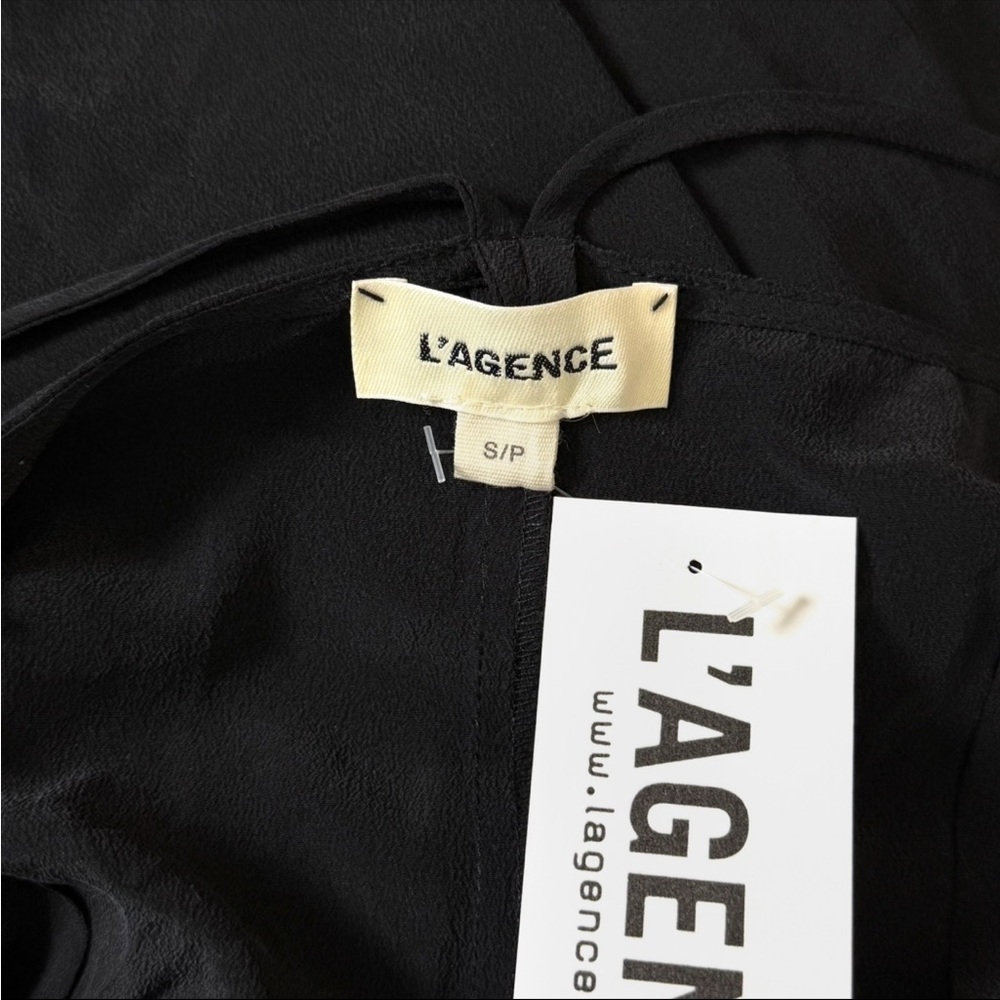 NWT LAGENCE Silk Crepe De Chine Sleeveless Lace Trim V-Neck Strappy Slip Dress S - Picture 4 of 4